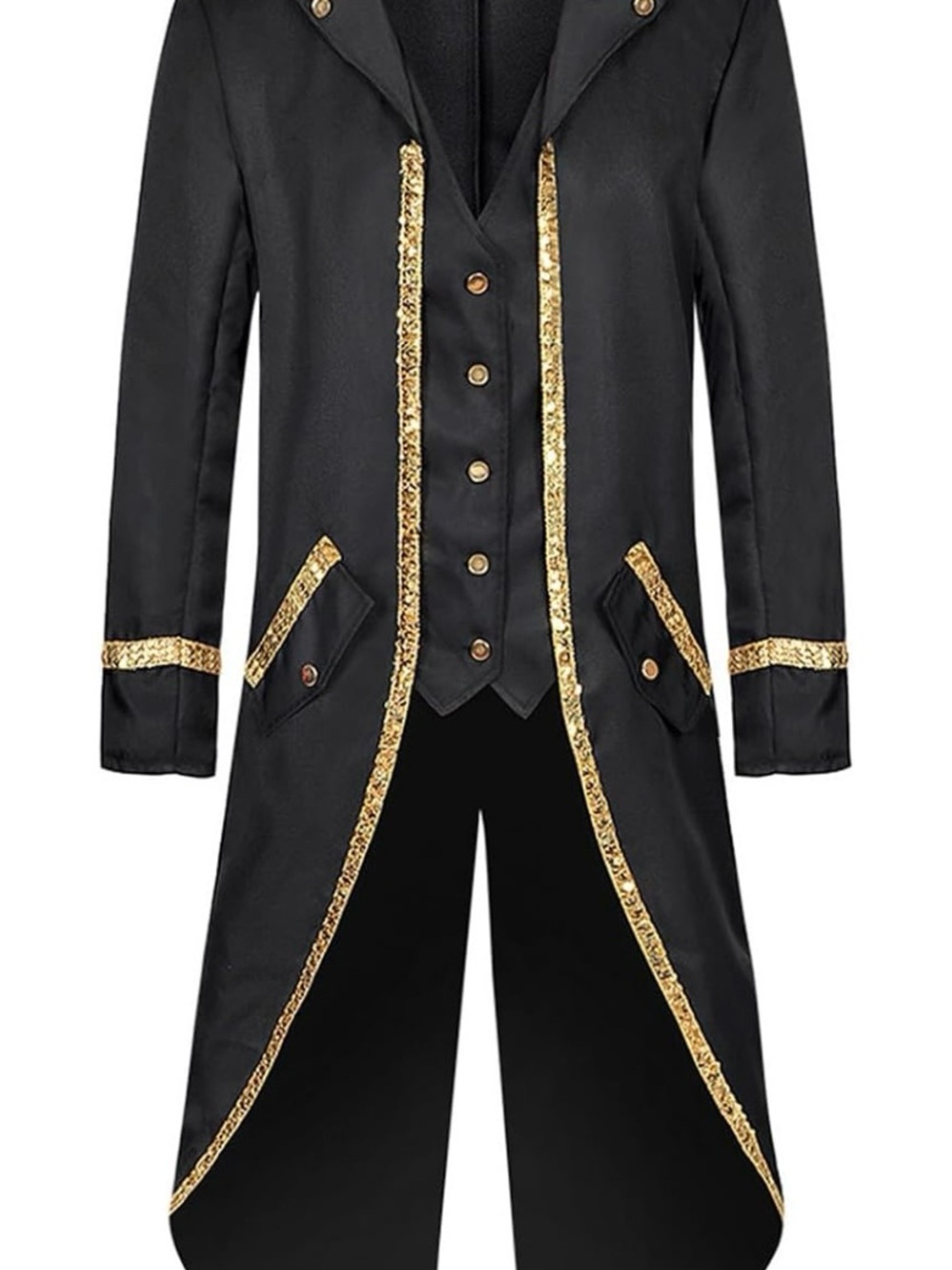 Black Steampunk Tailcoat Blazer with Gold Trim
